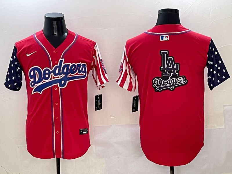 Men Los Angeles Dodgers Blank Red a generation of national flags Joint name 2025 Nike MLB Jersey style 25->los angeles dodgers->MLB Jersey